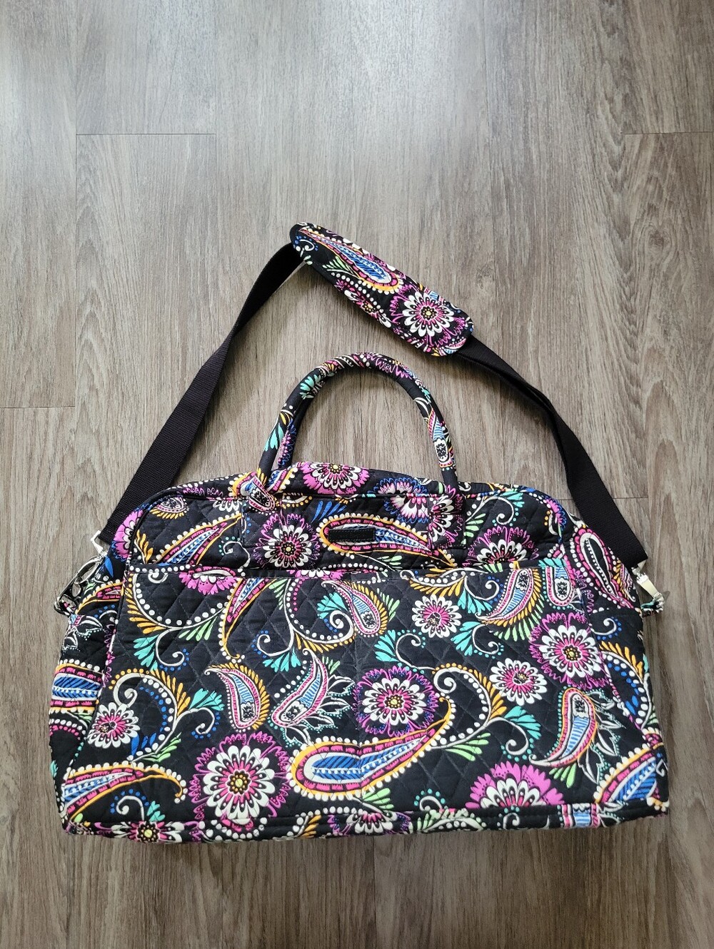 Vera Bradley Bandana Swirl Duffel Bag Overnight Tote Retired Quilted Large EUC